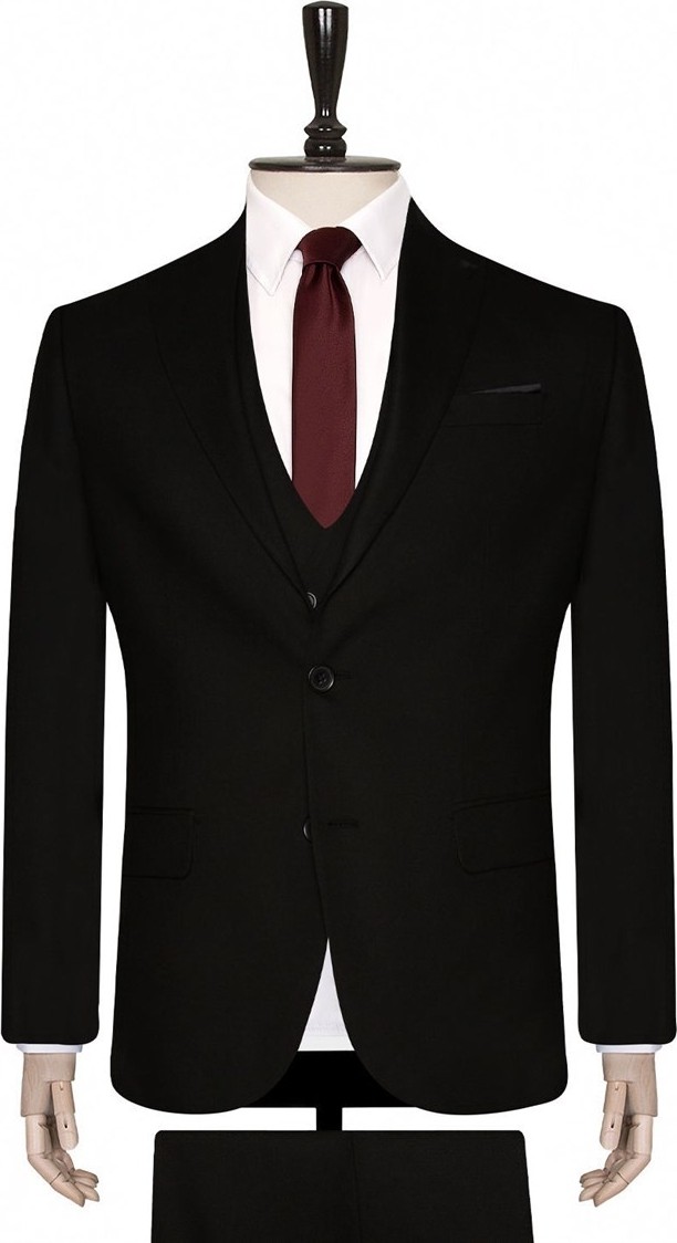 Süvari Slim Fit Siyah Yelekli Düz Takım Elbise 46 Beden Erkek İçin Modern Tasarım görsel 2