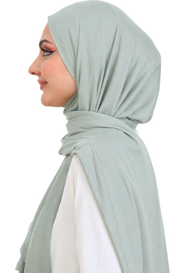 Modish Group Penye Boyun Kapamalı Şal Başörtü Hazır Giyim Turban Esnek Jersey Şal görsel 3