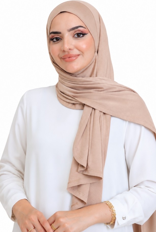Modish Group Penye Boyun Kapamalı Şal Başörtü Hazır Giyim Turban Esnek Jersey Şal görsel 6