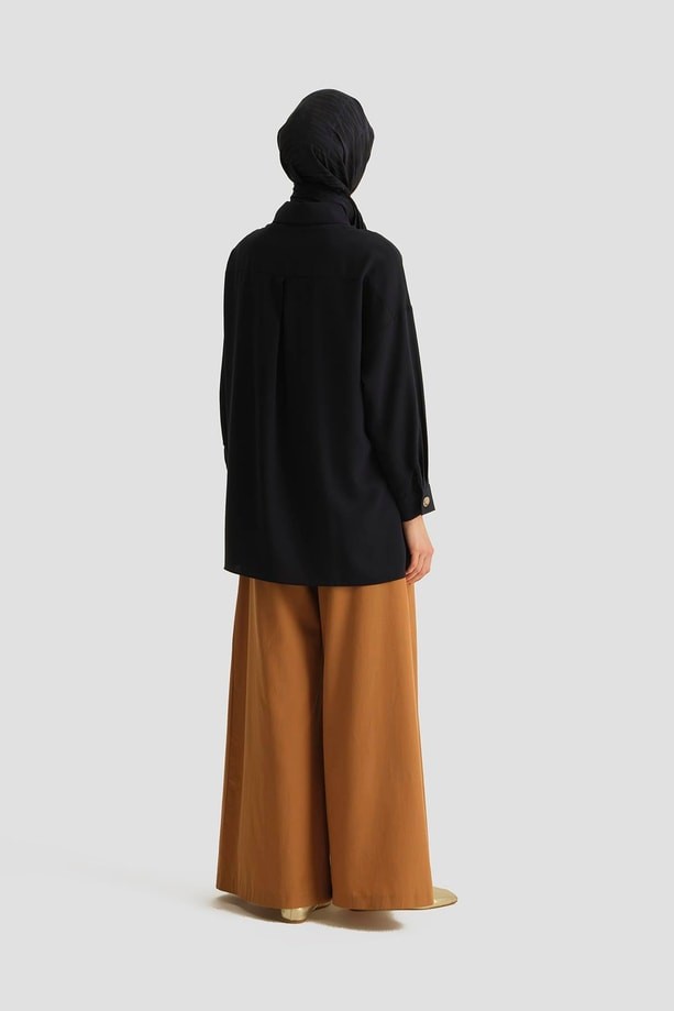 Armine Metal Düğmeli Oversize Tunik Lacivert görsel 5