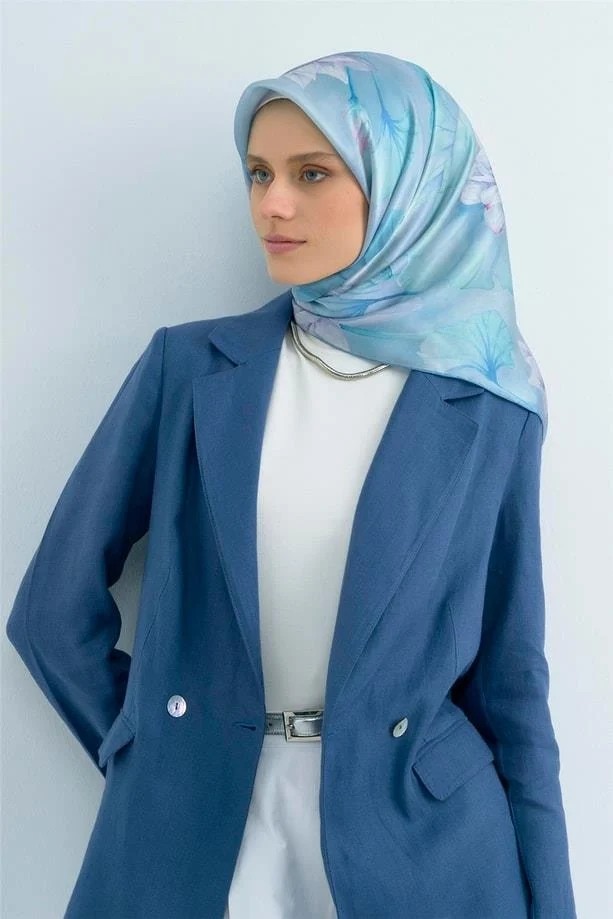 Armine Ipek Eşarp 2026 Yaz - 9505-02 Mavi Twill görsel 2