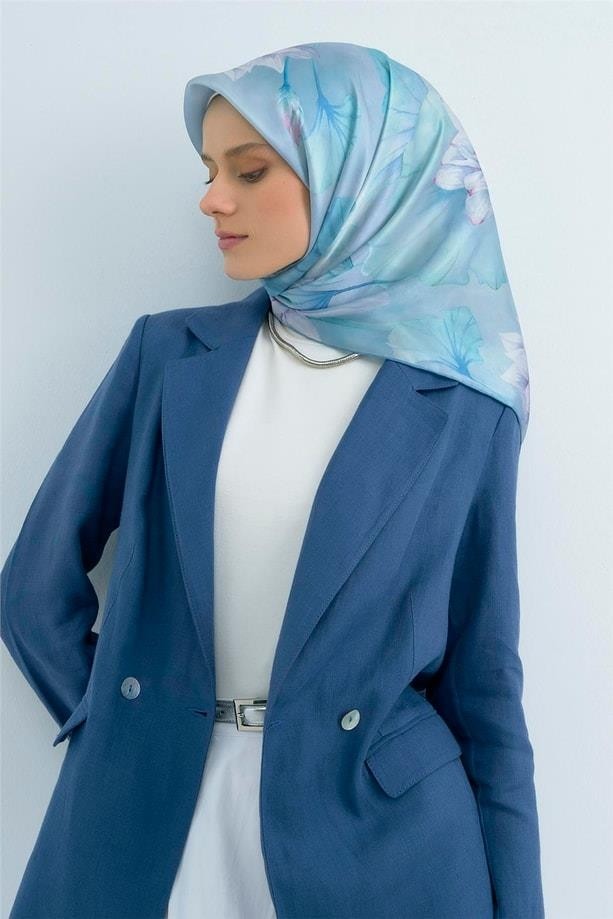 Armine Ipek Eşarp 2026 Yaz - 9505-02 Mavi Twill görsel 3