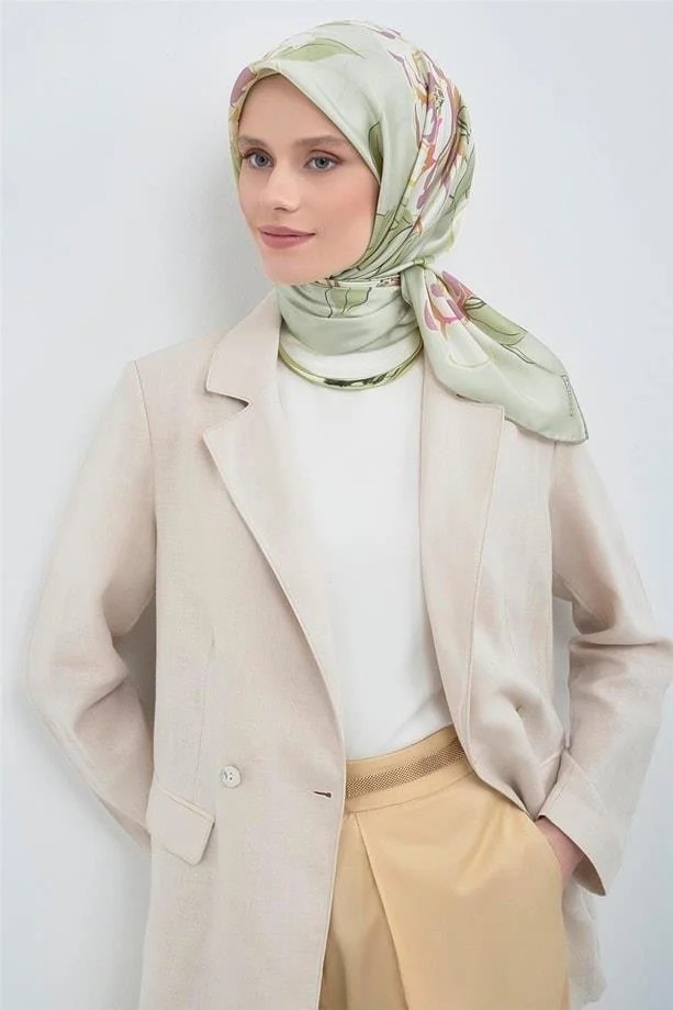 Armine Ipek Eşarp 2026 Yaz - 9509-80 Buz Mavi Twill görsel 4