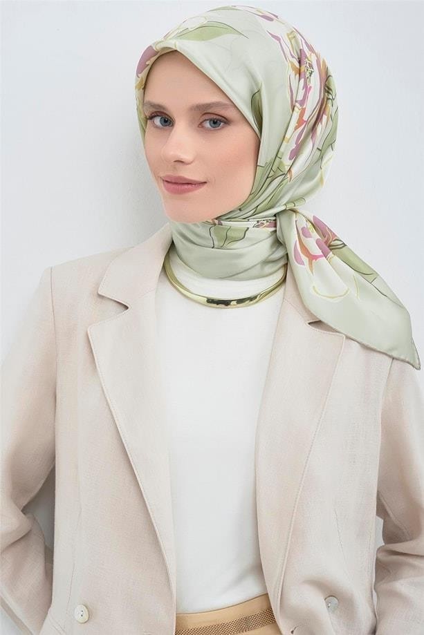 Armine Ipek Eşarp 2026 Yaz - 9509-80 Buz Mavi Twill görsel 5