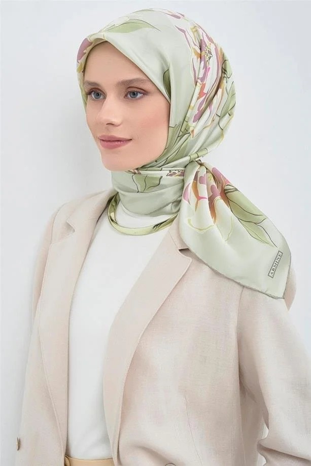 Armine Ipek Eşarp 2026 Yaz - 9509-80 Buz Mavi Twill görsel 6