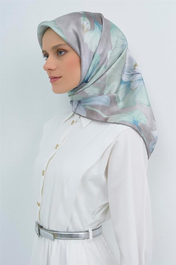 Armine Ipek Eşarp 2026 Yaz - 9505-02 Mavi Twill görsel 4