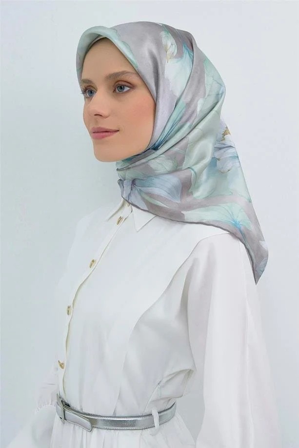 Armine Ipek Eşarp 2026 Yaz - 9505-02 Mavi Twill görsel 5
