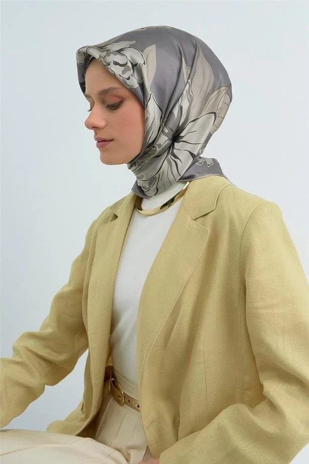 Armine Ipek Eşarp 2026 Yaz - 9509-80 Buz Mavi Twill görsel 7