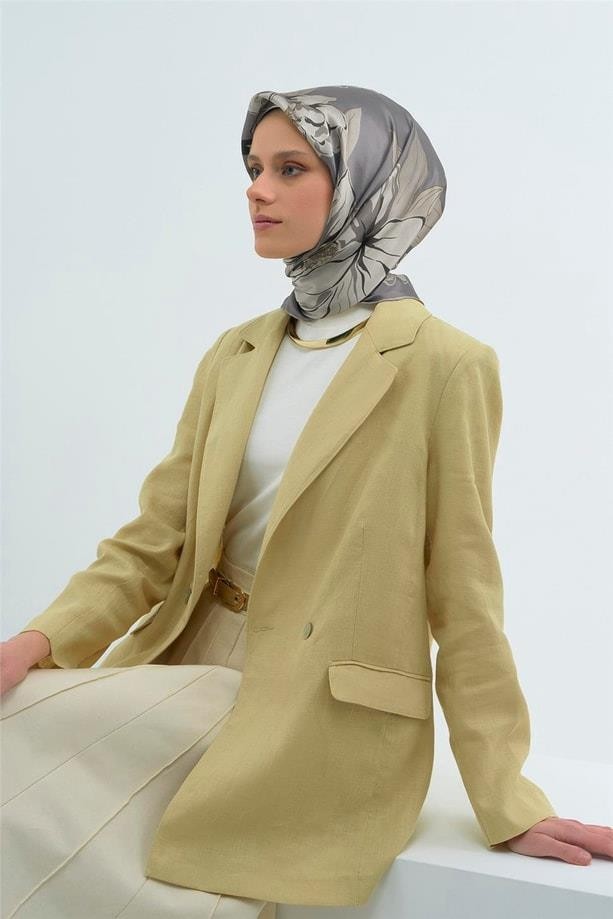 Armine Ipek Eşarp 2026 Yaz - 9509-80 Buz Mavi Twill görsel 8