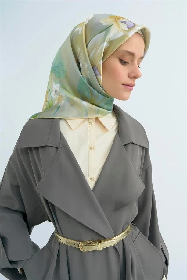 Armine Ipek Eşarp 2026 Yaz - 9505-02 Mavi Twill görsel 8