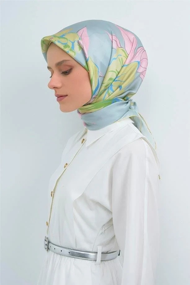Armine Ipek Eşarp 2026 Yaz - 9509-80 Buz Mavi Twill görsel 2