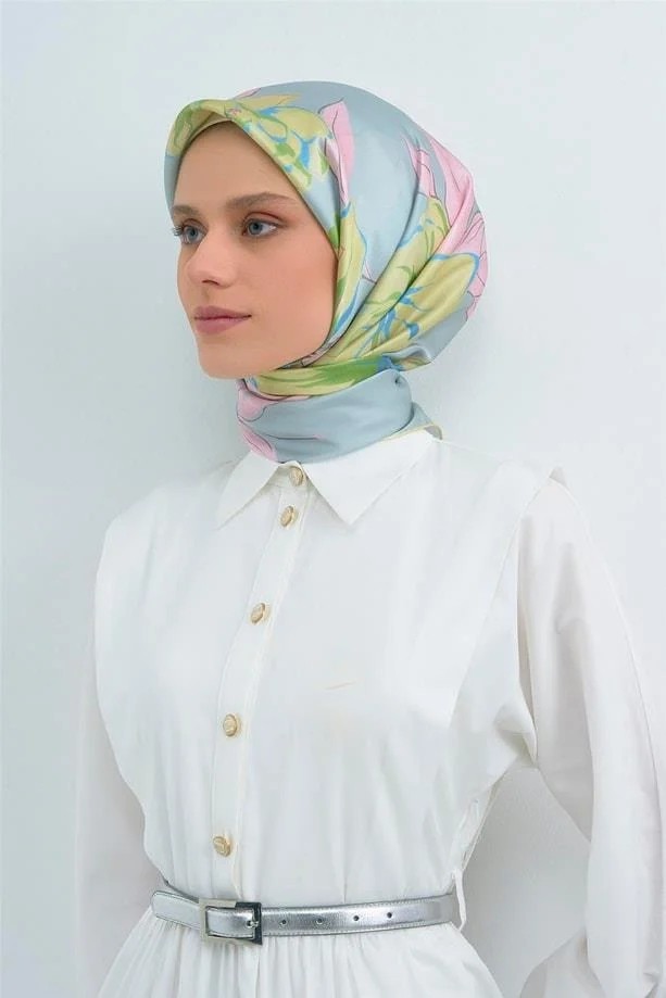 Armine Ipek Eşarp 2026 Yaz - 9509-80 Buz Mavi Twill görsel 3