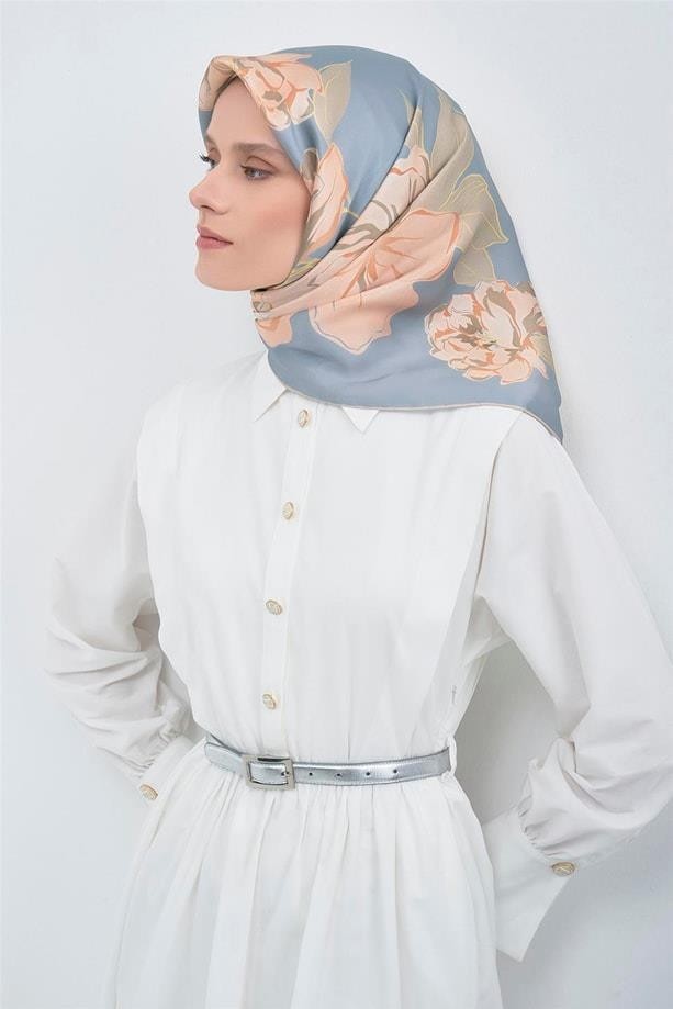 Armine Ipek Eşarp 2026 Yaz - 9509-80 Buz Mavi Twill