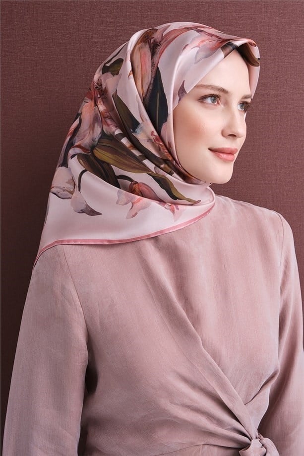 Armine Ipek Eşarp 2027 Kış - 9620-33 Pudra Twill görsel 5