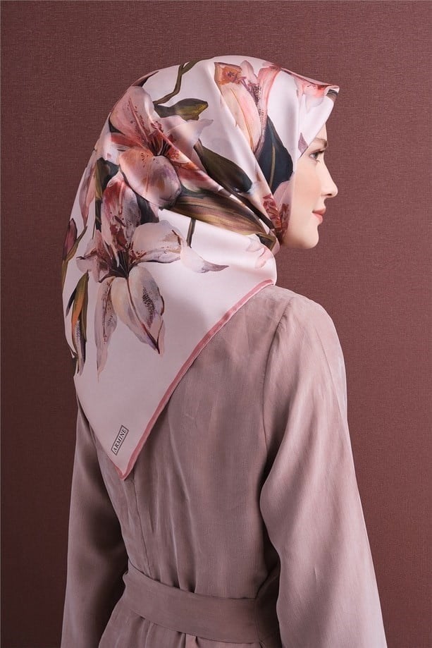 Armine Ipek Eşarp 2027 Kış - 9620-33 Pudra Twill görsel 7