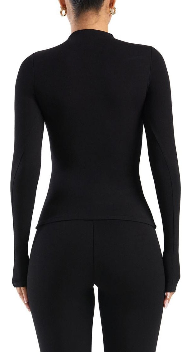 Lady Hazal Beyaz Darkalıp Slimfit Soft Touch Mock Neck Finger Detail Parmak Detaylı Tesettür Body görsel 2