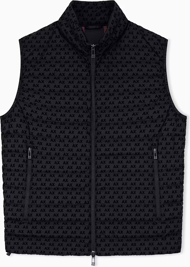 Armani Exchange Erkek Fermuarlı Logo Desenli Siyah Yelek XM003511 AF19870-UC001
