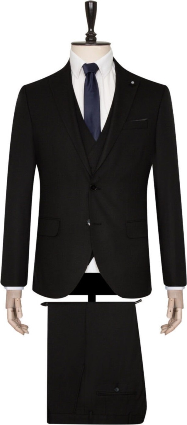 Süvari Slim Fit Siyah Yelekli Takım Elbise Erkekler İçin Şık ve Modern Tasarım