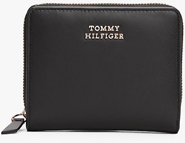Tommy Hilfiger Kadın Logo Kabartmalı Ekstra Kart Bölmeli Fermuarlı %100 Deri Siyah Cüzdan AW0AW17499-BDS