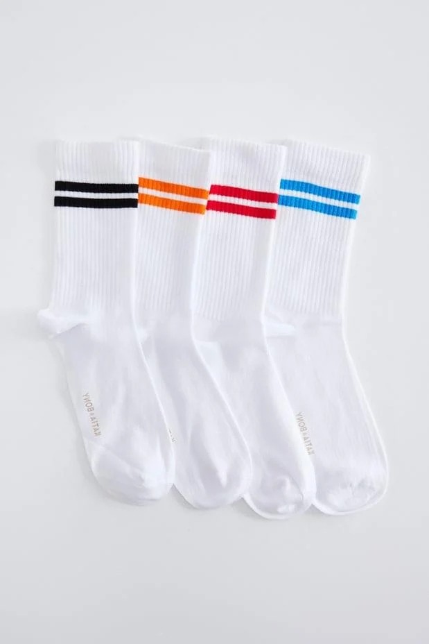 Bony Socks 4'lü Paket Şeritli Unısex Soket Çorap Desenli