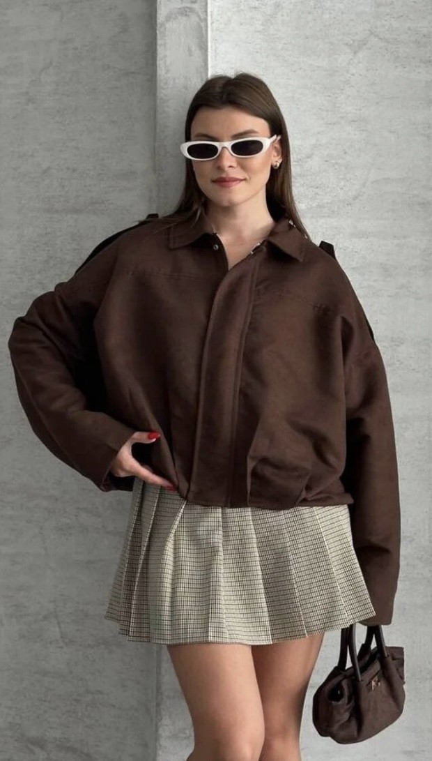 Prifaldi Zr Oversize Süet Bomber Ceket görsel 2