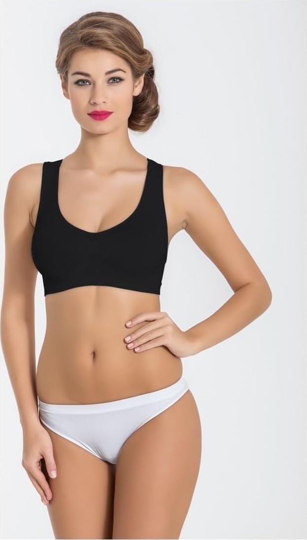 Miss Fit Desteksiz Kapsız Crop Top Tarzı Kalın Askılı Sporcu Sütyen 1502