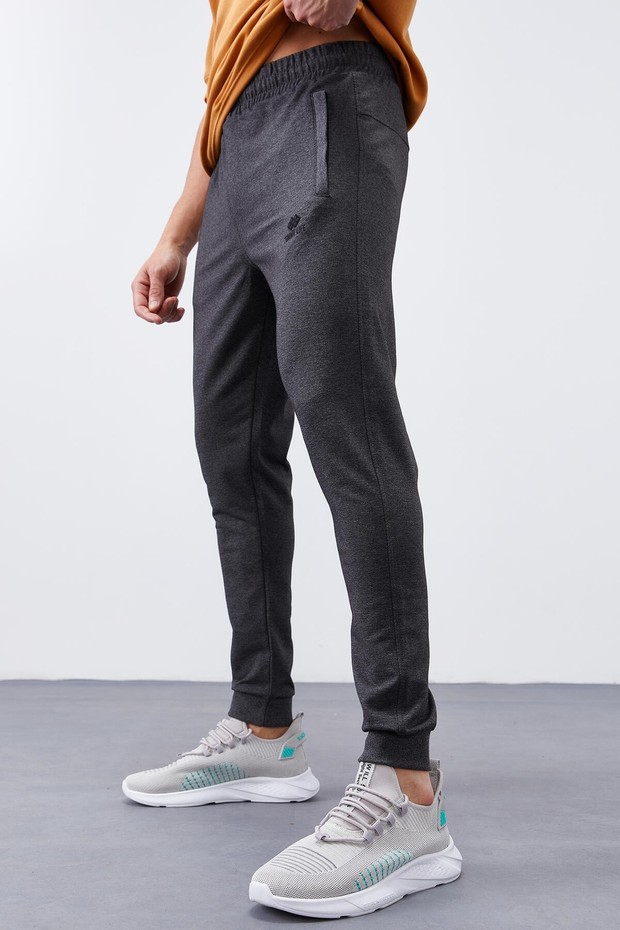 Tommy Life Siyah Fermuar Cepli Dar Kalıp Jogger Erkek Eşofman Alt - 84343 görsel 5