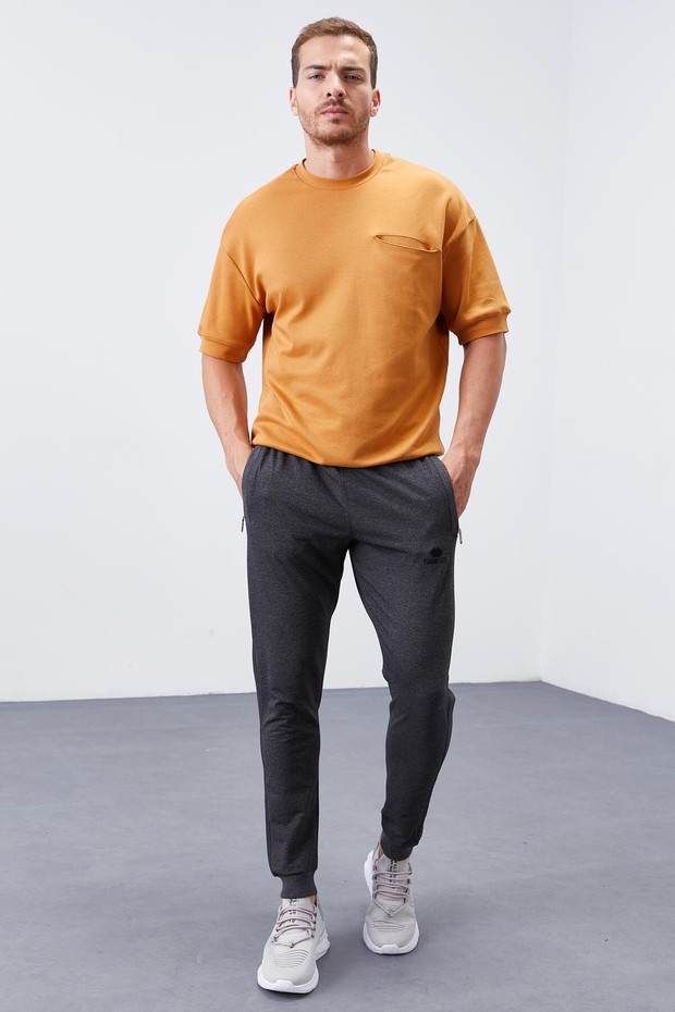 Tommy Life Siyah Fermuar Cepli Dar Kalıp Jogger Erkek Eşofman Alt - 84343 görsel 6