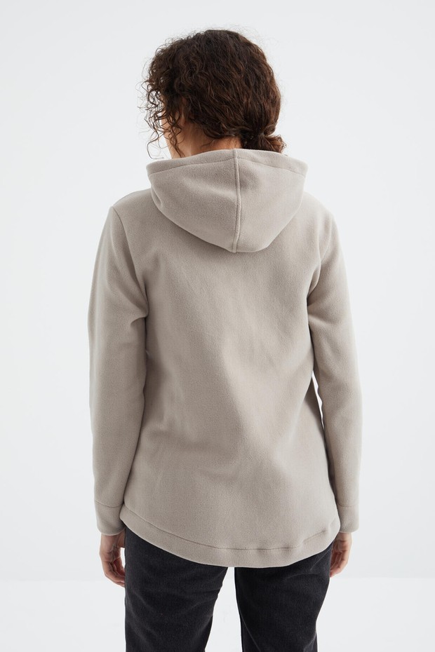 Tommy Life Fiesta Kapüşonlu Fermuarlı Rahat Form Kadın Polar Sweatshirt - 97233 görsel 8
