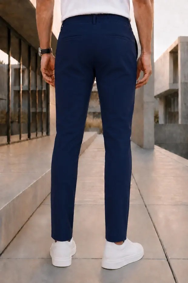 Modamesto Erkek Antrasit Slim Fit Likralı Beli Lastikli Bağcıklı Yan Cep Jogger Kumaş Pantolon görsel 4