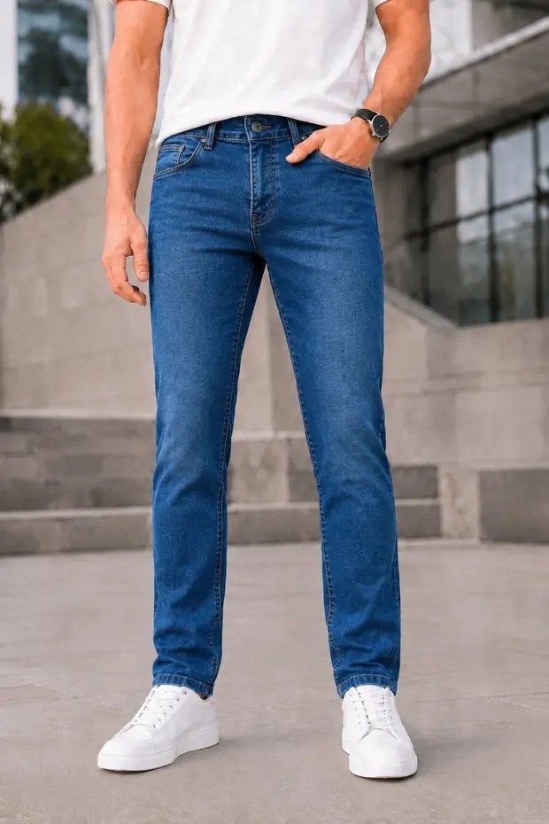 Modamesto Erkek Siyah Slim Fit Likralı Dar Paça Kot Pantolon
