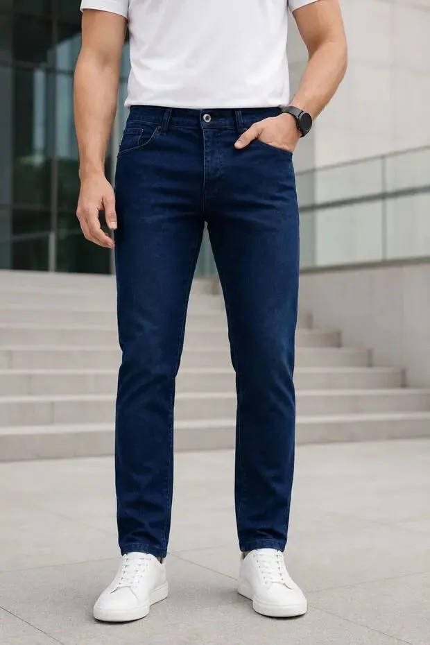 Modamesto Erkek Siyah Slim Fit Likralı Dar Paça Kot Pantolon