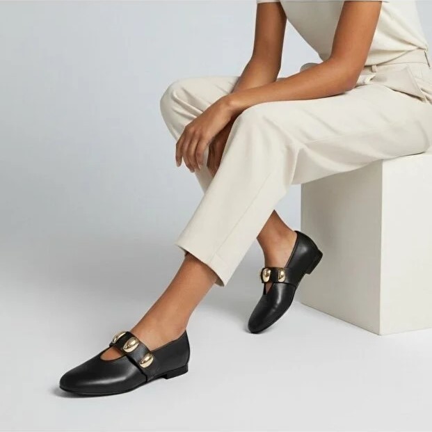Ne&Ve Shoes Süet Gold Aksesuar Detaylı Lastikli Kadın Şık ve Rahat Babet görsel 2