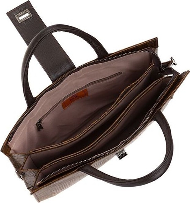 Bilik Deri Toprak Kroko/kahve Deri Unisex Laptop & Evrak Çantası BLM093045 görsel 5