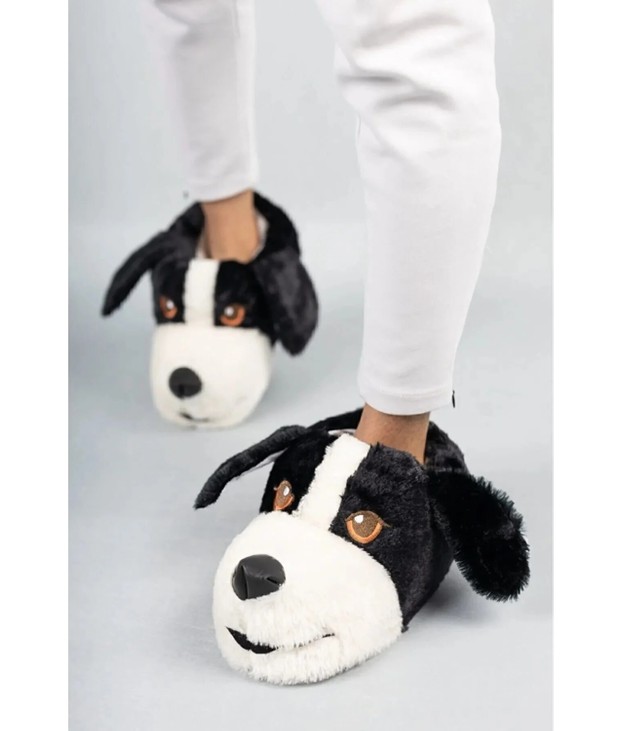 Behtah Kundura Unisex Köpek Figürlü Peluş Panduf Ev Pandufu Ev Botu Ev Ayakkabısı Ayağı Sıcak Tutar görsel 6