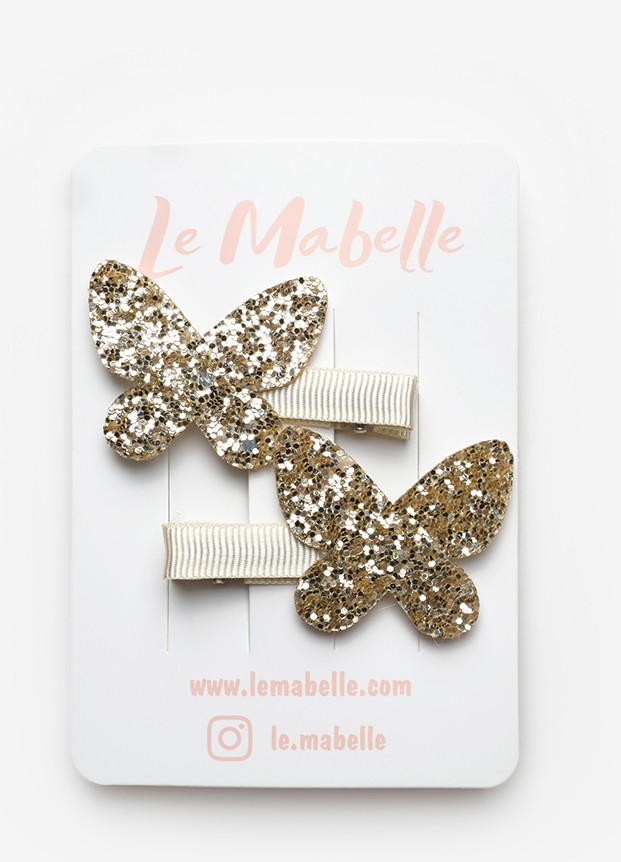 Le Mabelle Lila Simli Kelebek Figürlü 2'li Kız Çocuk Klips Toka