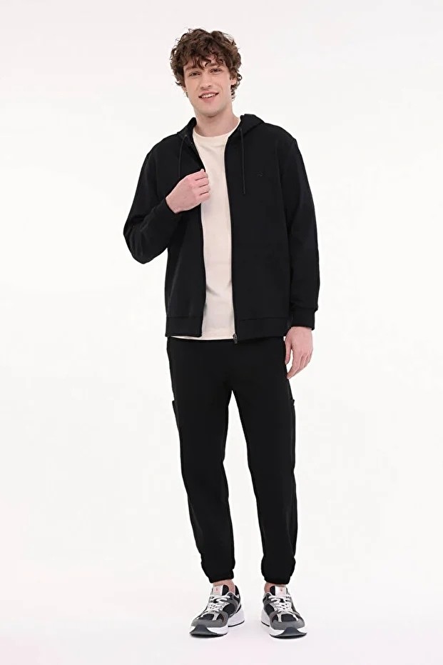 Lumberjack A10202435808010 5W Mb Sn72 Fz Hod 5Pr Sıyah Erkek Tam Fermuarlı Kapusonlu Sweatshırt görsel 3