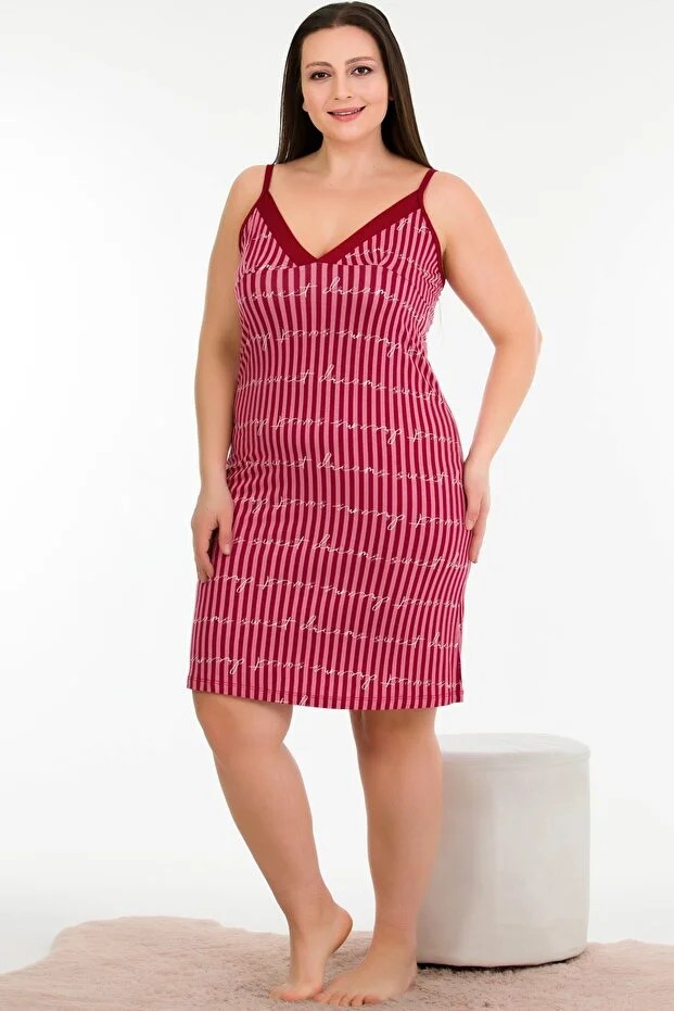 Nightlove Lady Pembe Battal Büyük Beden Tunik Gecelik