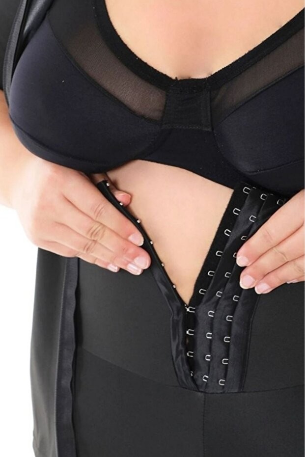 Pera Fitol Sauna-Tayt Model Yüksek Bel Agraflı Sauna Termal Tayt Korse görsel 6