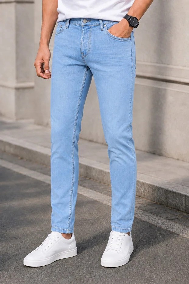 Ser Joven Erkek Siyah Taşlamalı Baggy Fit Geniş Kesim Jean Pantolon