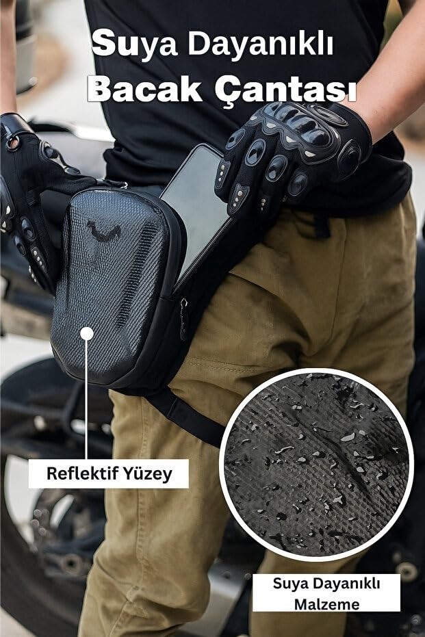Die Grup Uniseks Kabuk Korumalı Suya Dayanıklı Motorcu Bacak Çapraz Omuz Bel Çantası görsel 4