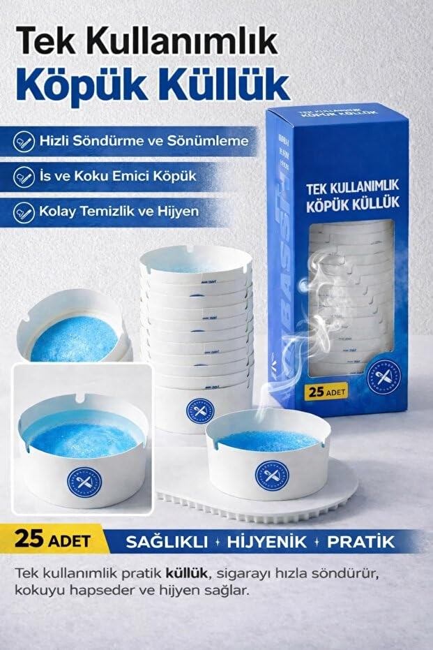 1001 Tek Kullanımlık Jel Küllük Seti, 25 Adet, Yuvarlak, Kokusuz, Ofis Kafe Ev Için Taşınabilir Pr
