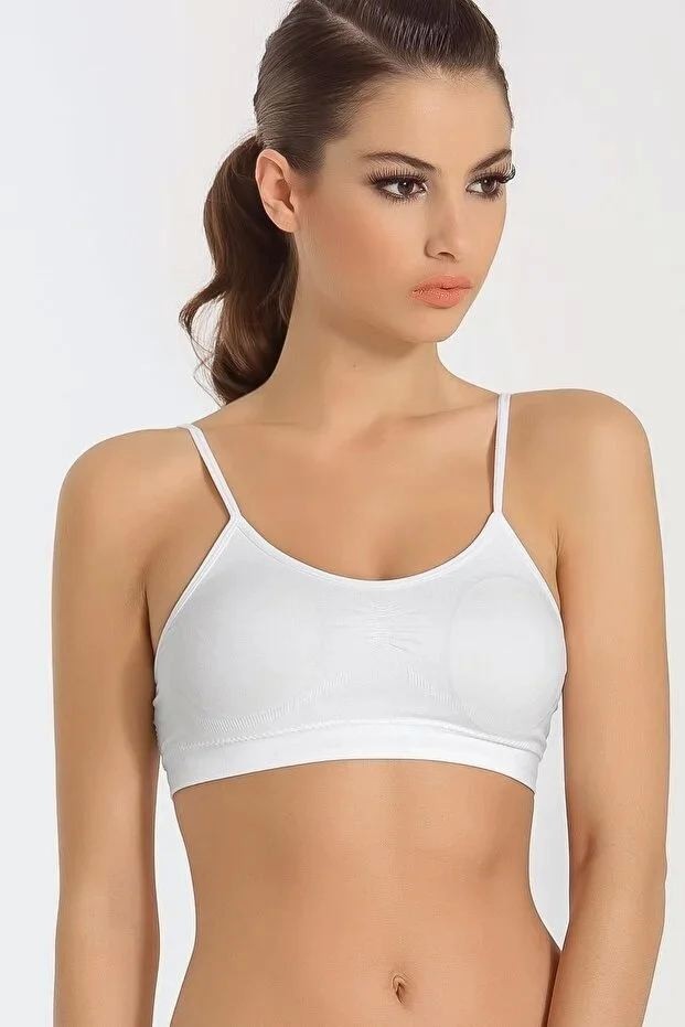 bebekokusu Kadın Ince Askılı Pedli Büstiyer Yarım Atlet Sütyen 3'lü Set görsel 4