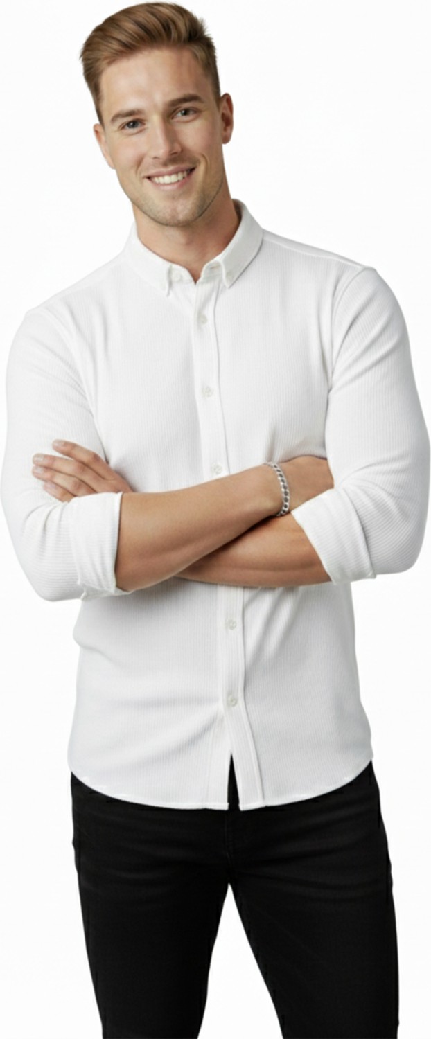 Deepsea Erkek Siyah Likralı Kumaşı Fitilli Slim Fit Uzun Kollu Gömlek 2500805