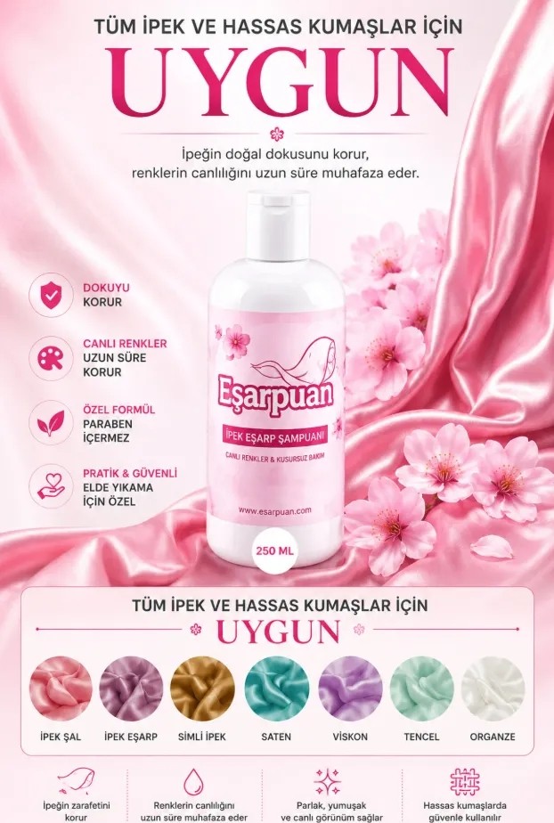 Eşarpuan İpek Şal Eşarp Şampuanı- Anında Leke Çıkaran Solüsyon- 250 ML görsel 6