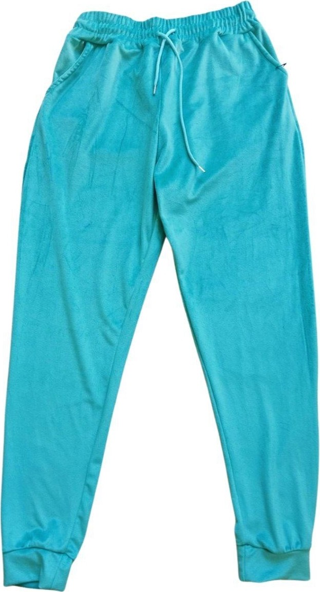 Kuzgun Ticaret Parlak Kadife Cepli Pantolon Eşofman Pijama Altı Unisex Lastikli Paça Yeşil