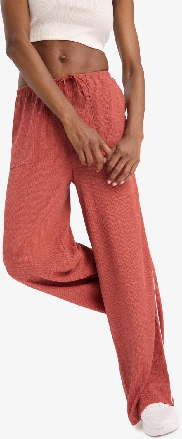 DeFacto NBA New York Knicks Wide Leg Geniş Paça Çift Cepli Geniş Paça Standart Boy Krinkıl İnce Pantolon D8805AX25SP görsel 5