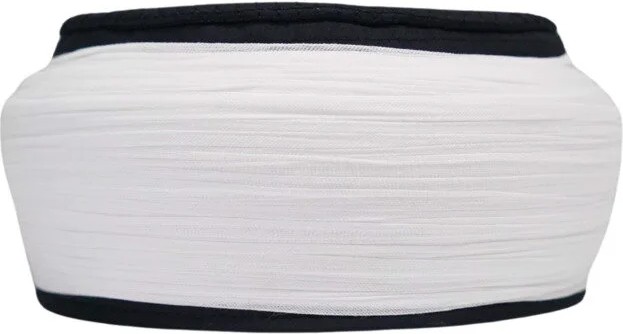 Sarıkhane Çocuk Namaz Sarığı - Beyaz Kumaş - Siyah Takke - Yuvarlak Sarım - Nâli Şerif - 4 Metre (Züabeli) görsel 2