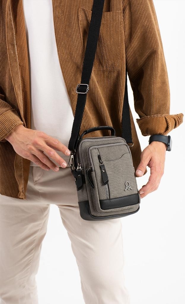 Baginn Kanvas Kumaş Erkek Postacı Çanta Omuz Çantası 20*12 cm Çapraz Askılı Omuz Çantası Mega Çanta görsel 3