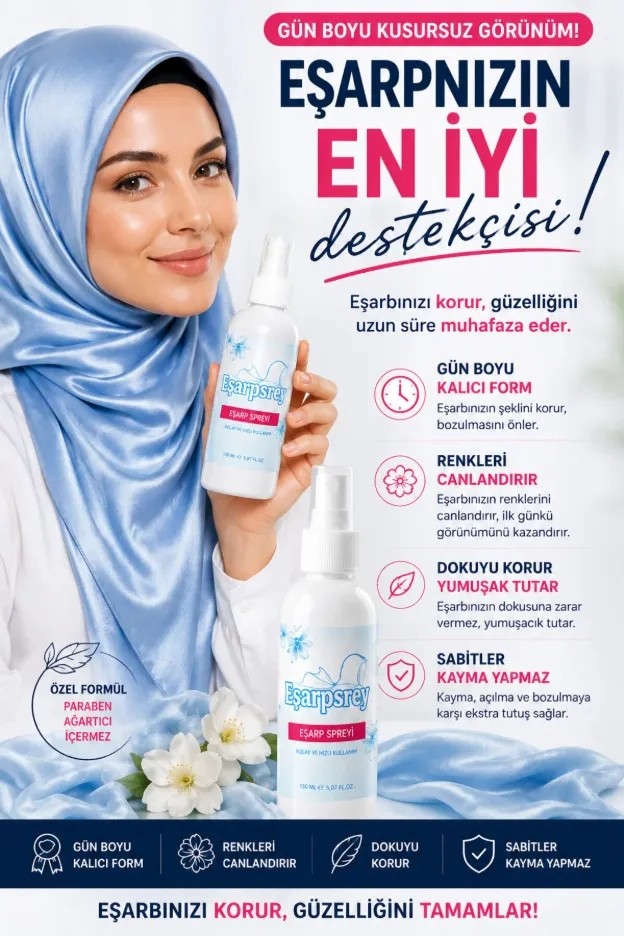 Eşarpsprey - Kalıcı Şekillendiren Ve Anında Sabitleyen İpek Şal Ve Eşarp Spreyi 150 ML